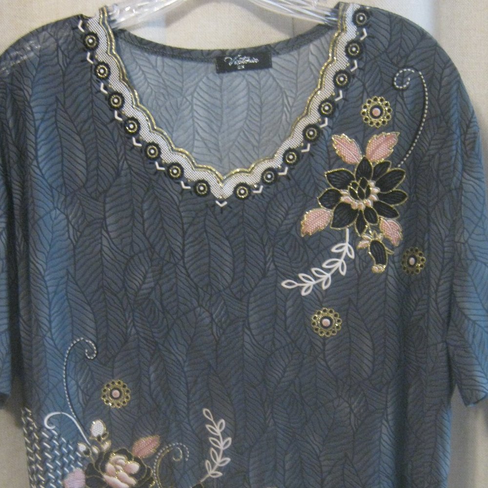 Victoria plus sized blouse with glitter accents